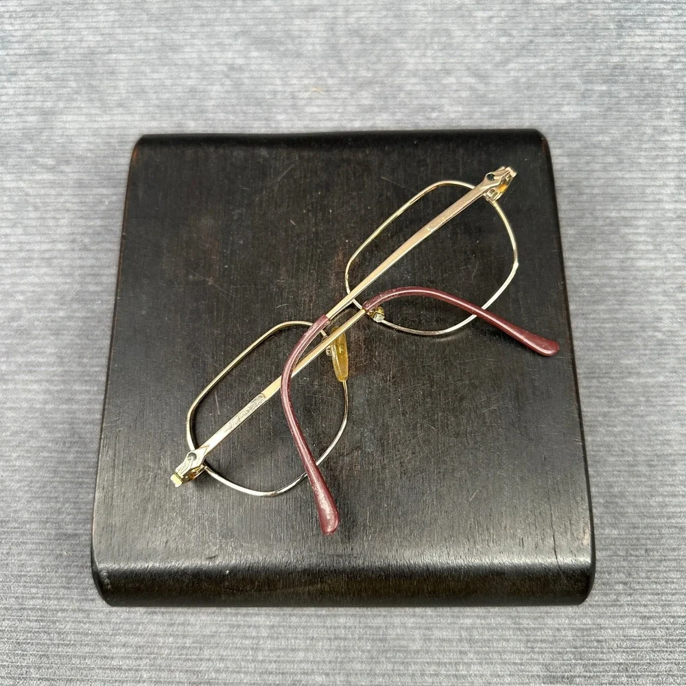 18KGP Red‎ Enamel Geometric Aviator Y2k Eyeglass Frames Clarte 803 52-14-135